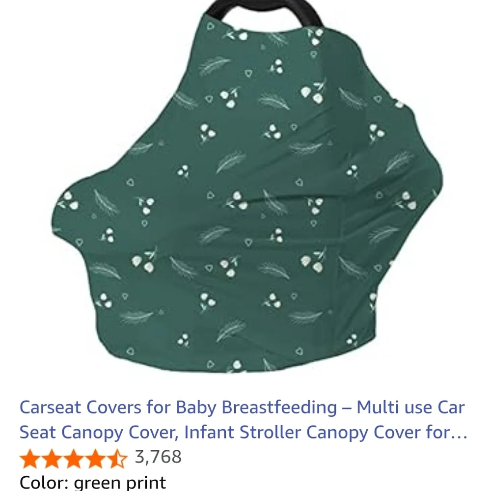 Floral Green Breasfeeding/Car Seat Cover
